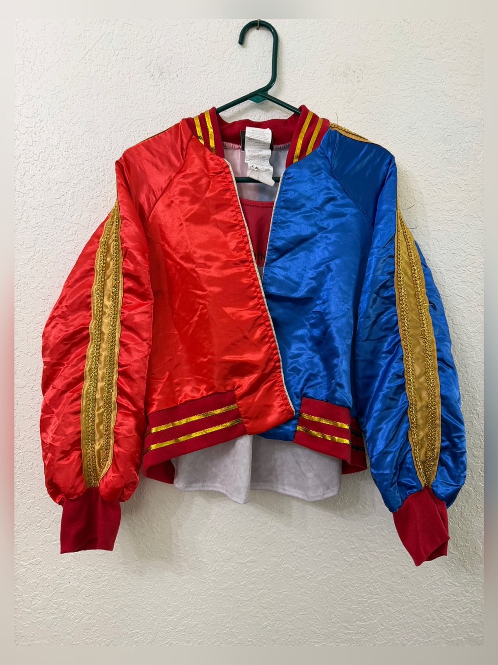 Rubies Harley Quinn Suicide Squad Red Blue Satin Bomber Jacket - M